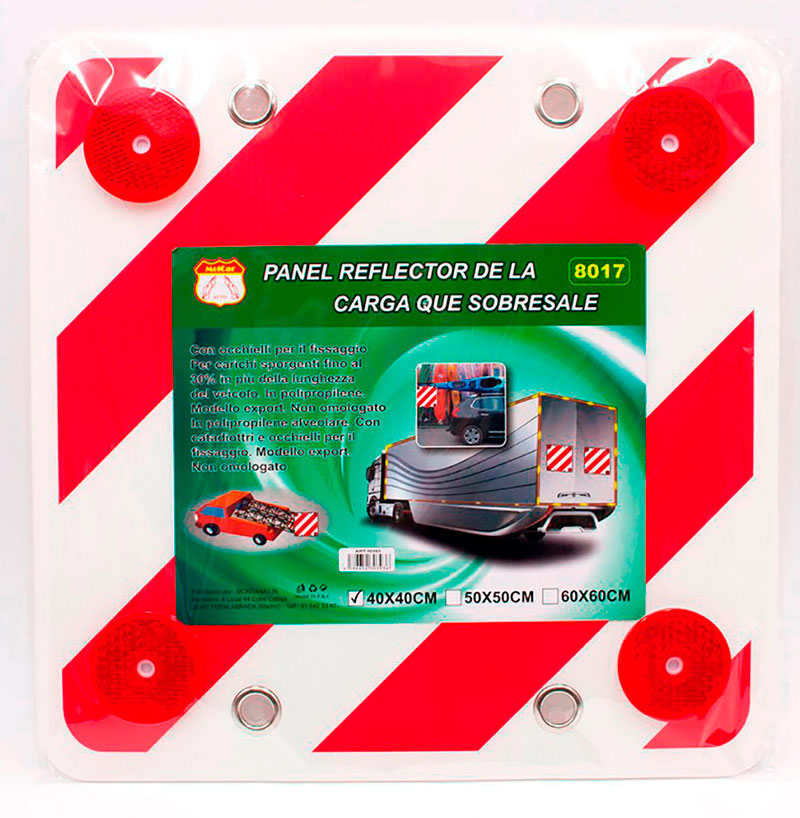 Panel Trasero Reflectante para señalización de cargas que exceden el límite del vehículo 40 x 40 cm Panel Trasero Reflectante para señalización de cargas que exceden el límite del vehículo 40 x 40 cm